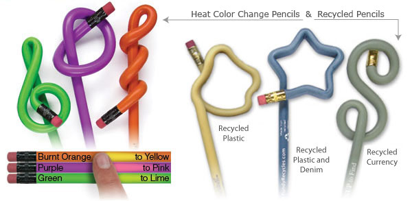 Heat Color Change Pencils and Recycled Pencils